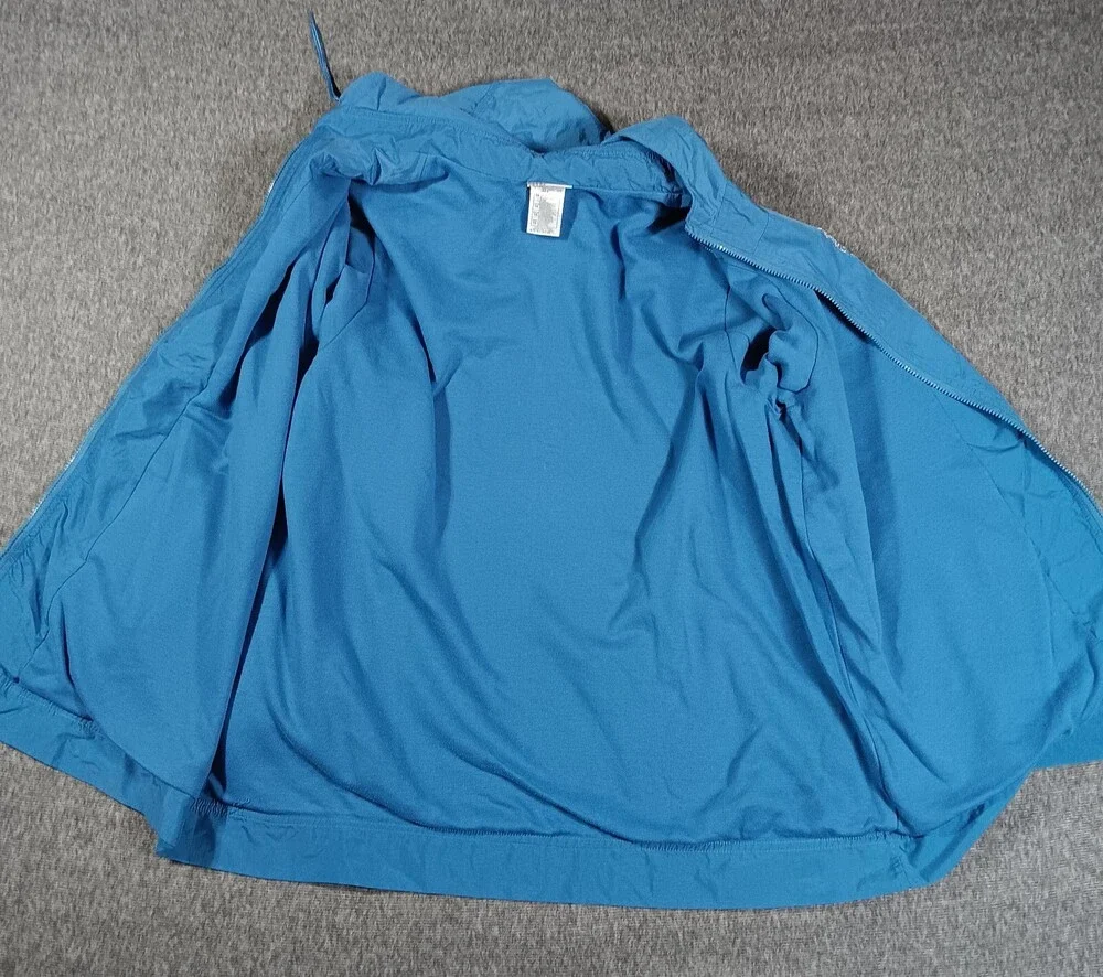 Disney Jacket Mens 1X Blue Embroidery Zip Up Waterproof Hooded Vintage